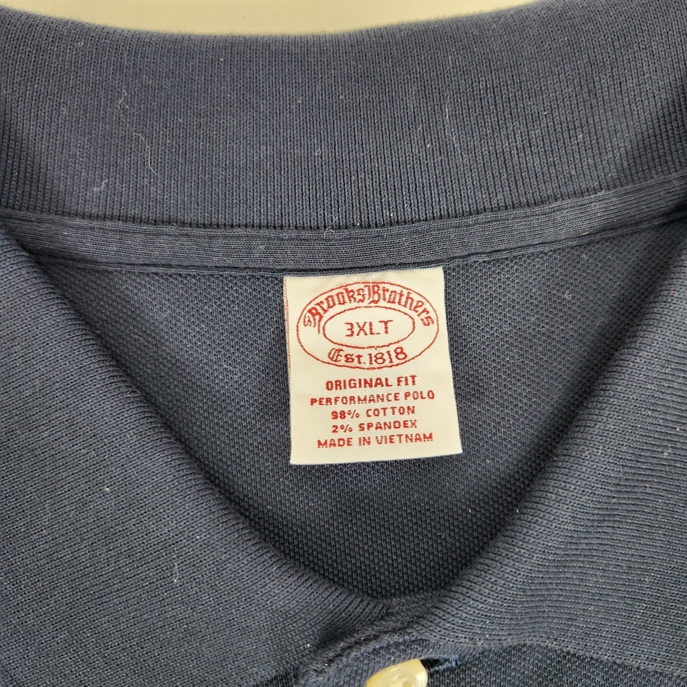 Brooks Brothers 1818 Performance Polo Navy Blue Short Sleeve Shirt Size 3XLT - Picture 3 of 10